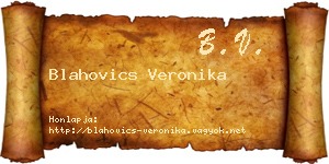 Blahovics Veronika névjegykártya
